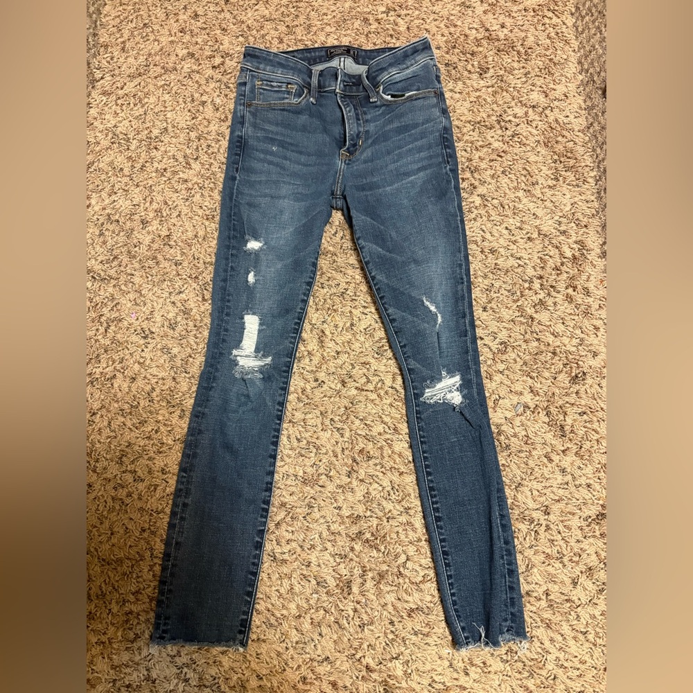 Abercrombie & Fitch Dark Blue Distressed Skinny Jeans